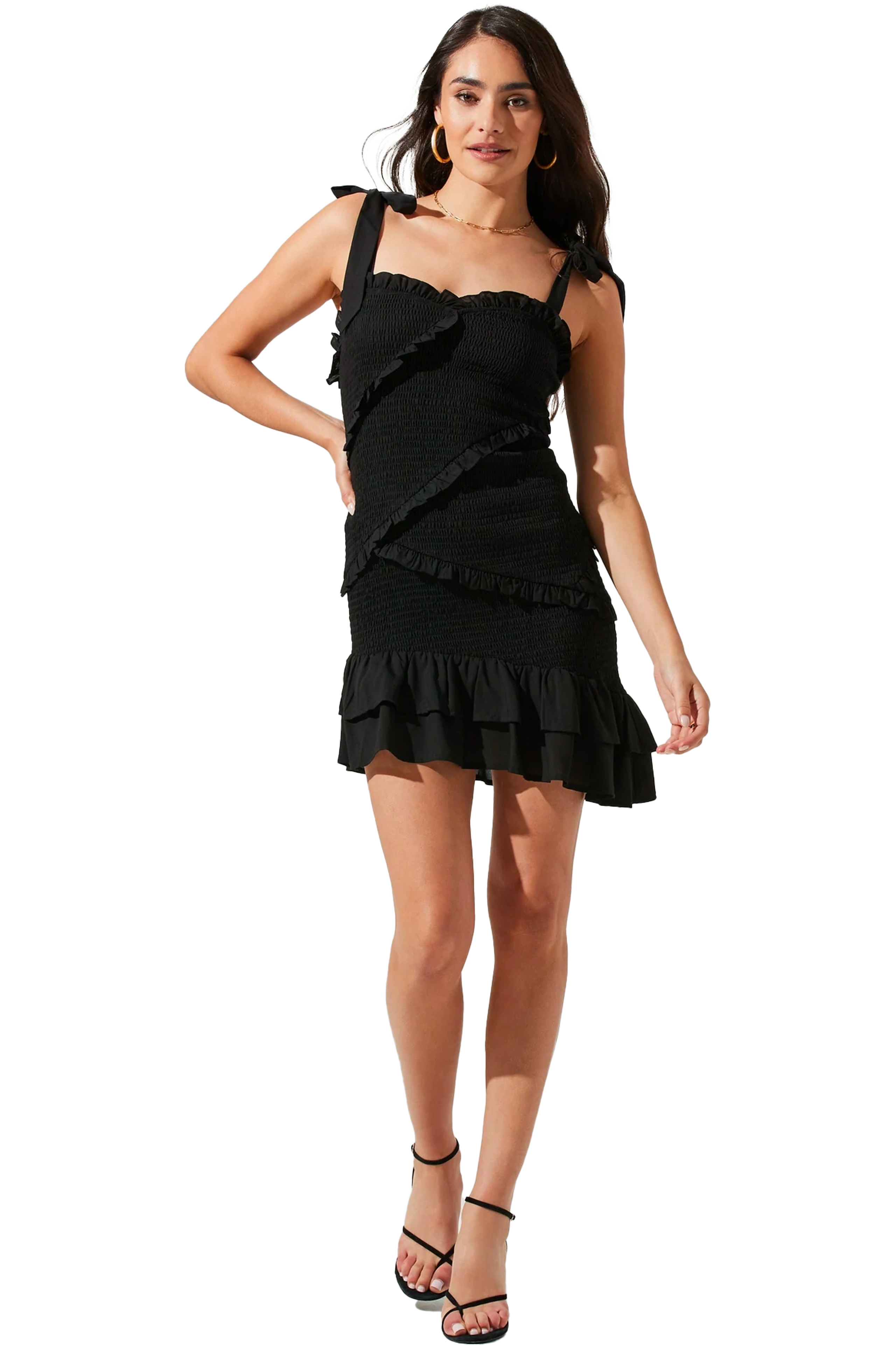 how to remove deodorant stains from black dress ASTR the Label: Eastwick Smocked Ruffle Mini Dress