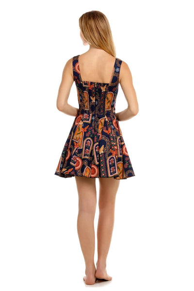 AGUA BENDITA KRISTEN FIORE PRINT MINI DRESS WITH HANDCRAFTED HEM DETAIL