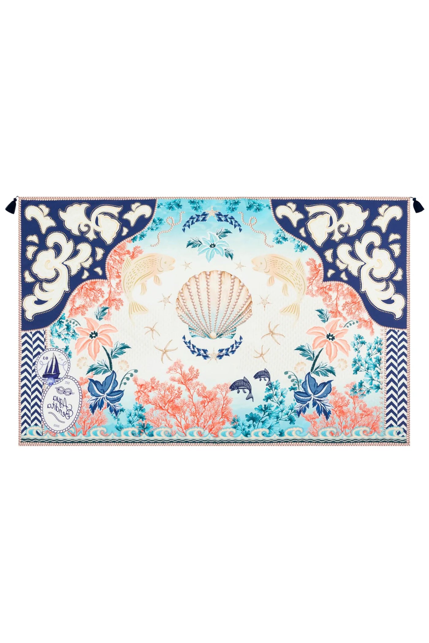 AGUA BENDITA MARINE SEREIA SARONG COVERUP PAREO WITH TASSEL DETAIL