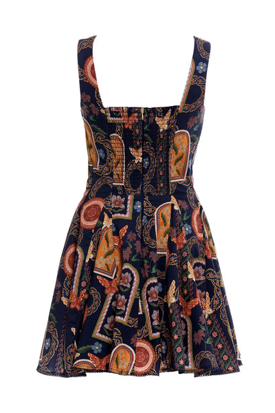 AGUA BENDITA KRISTEN FIORE PRINT MINI DRESS WITH HANDCRAFTED HEM DETAIL