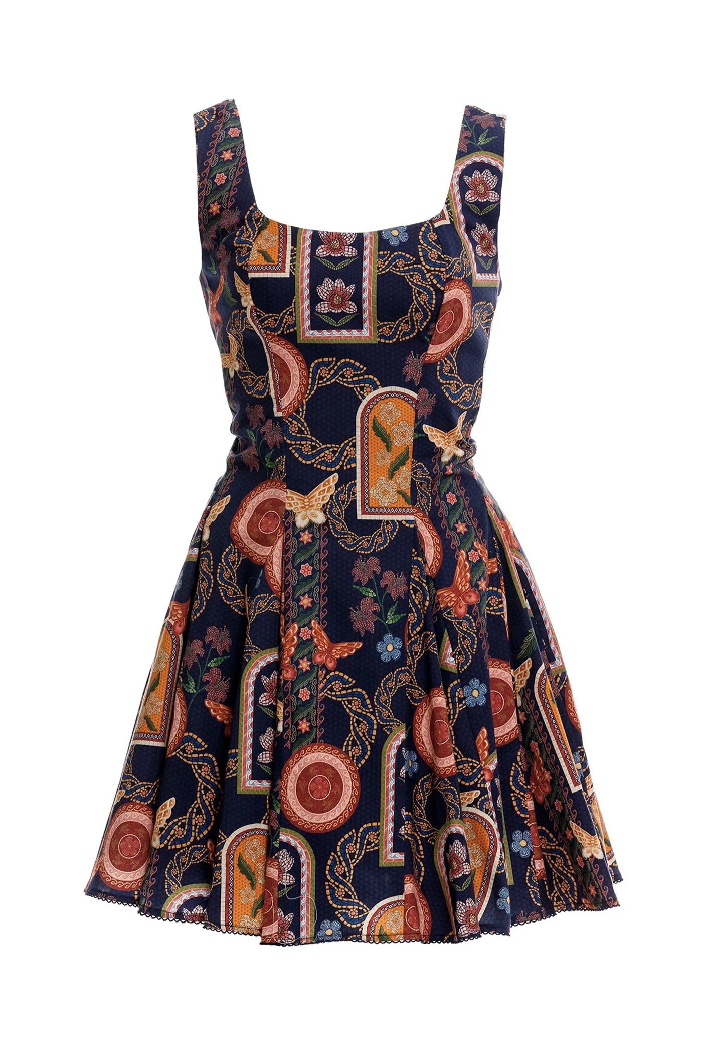 AGUA BENDITA KRISTEN FIORE PRINT MINI DRESS WITH HANDCRAFTED HEM DETAIL