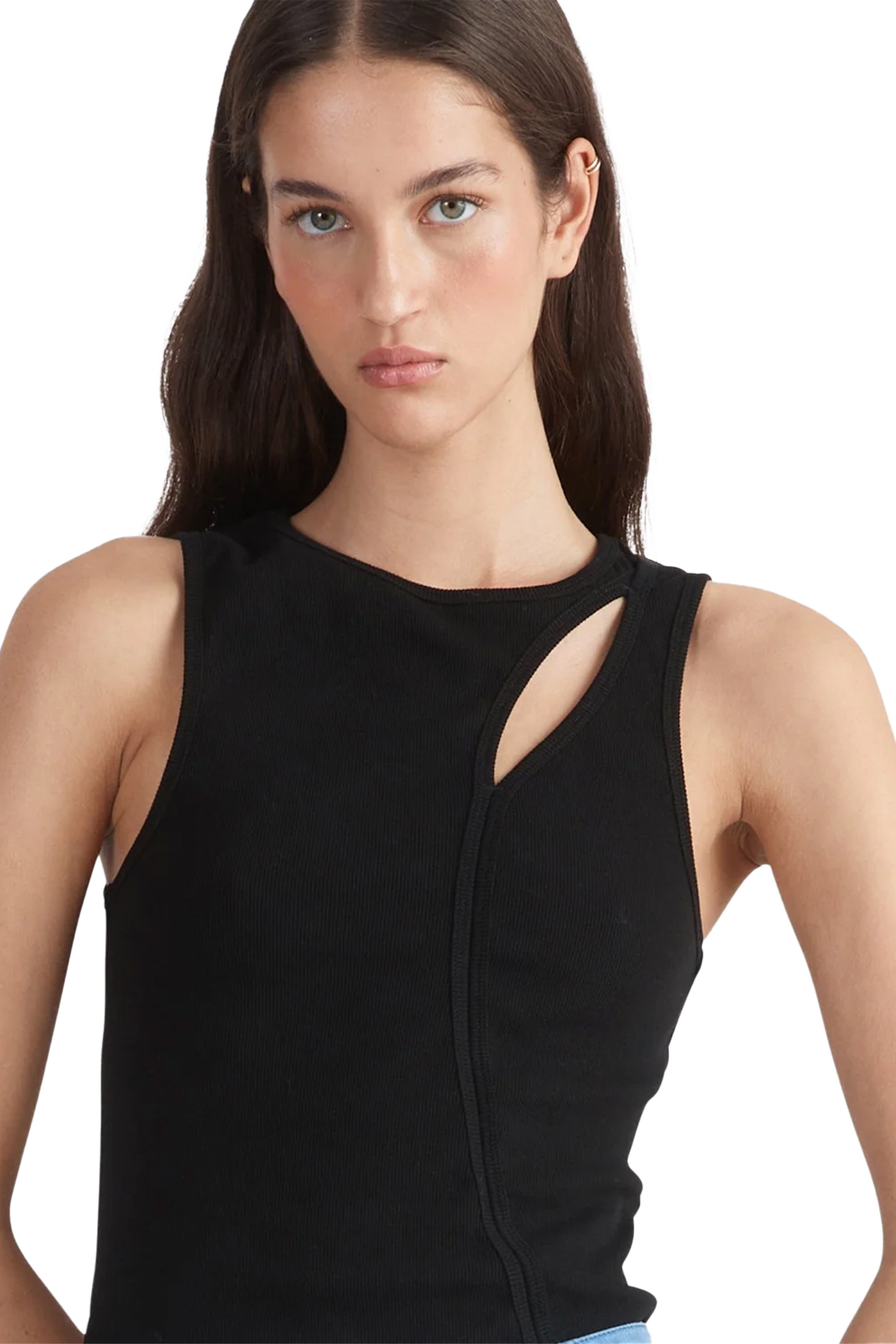 ENA PELLY BRONTE CUT OUT RIB TANK TOP BLACK