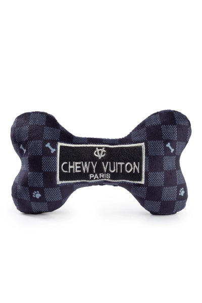 Haute Diggity Dog Black Chewy Vuiton Checkered Squeaker Dog Toy