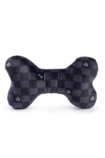 Haute Diggity Dog Black Chewy Vuiton Checkered Squeaker Dog Toy