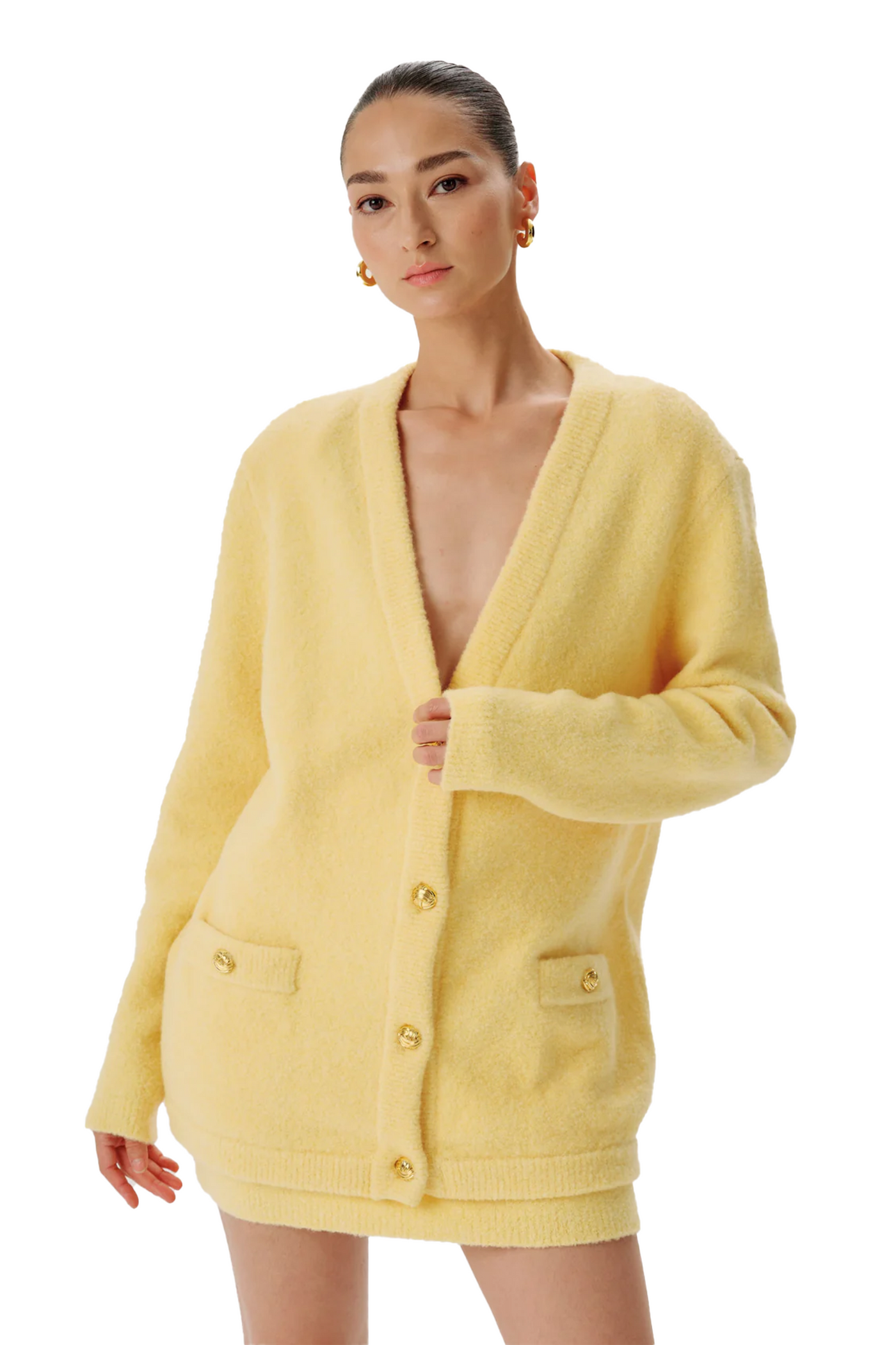 RONNY KOBO HILARI KNIT CARDIGAN IN SUNGLOW