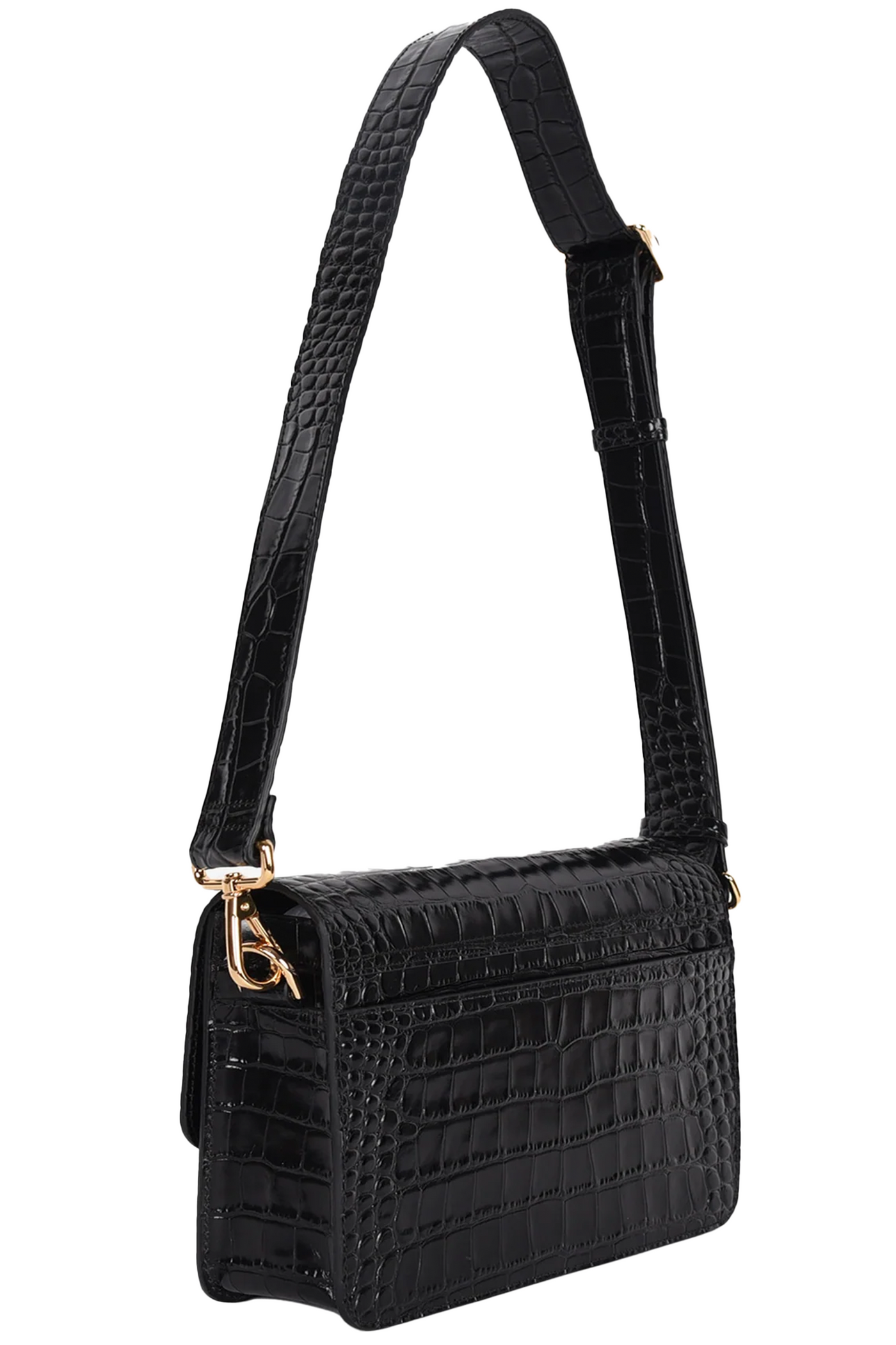 HYER GOODS: LUXE CUBE BAG HANDBAG WITH REMOVABLE SHOULDER STRAP IN BLACK LEATHER
