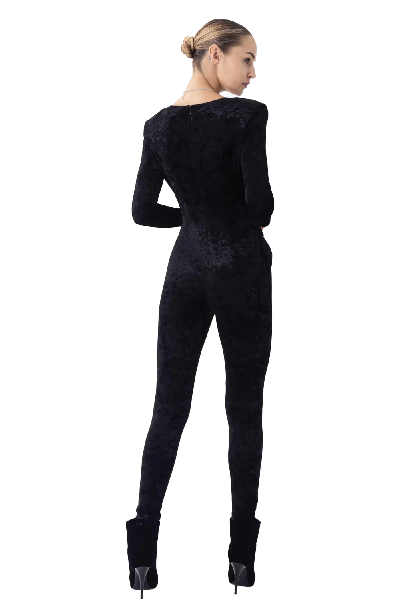 RONNY KOBO RHOADES JUMPSUIT WITH CRYSTAL BROOCH DETAIL