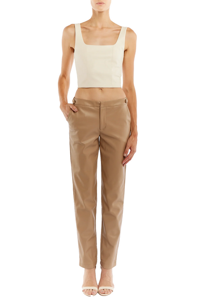 LBLC the Label: Chloe Faux Leather Trouser with Waistline Button Detail
