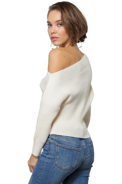 line and dot: blair asymmetrical off shoulder sweater