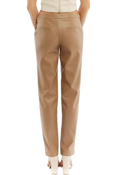 LBLC the Label: Chloe Faux Leather Trouser with Waistline Button Detail