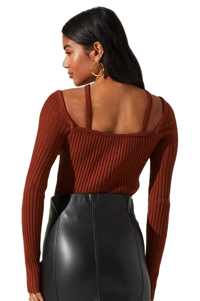 astr the label: criss cross long sleeve ribbed sweater
