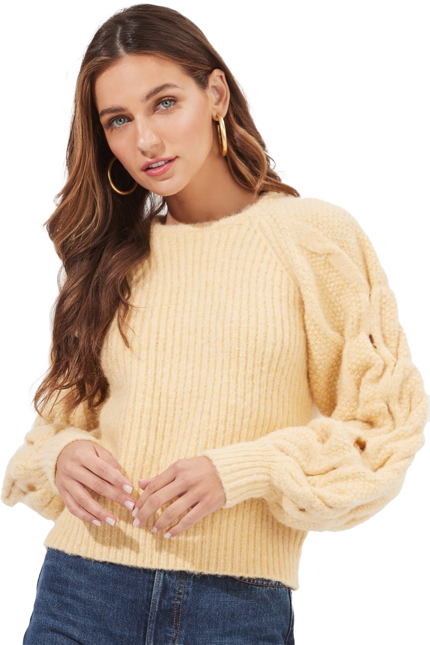 astr the label: lizette cable knit statement sleeve sweater