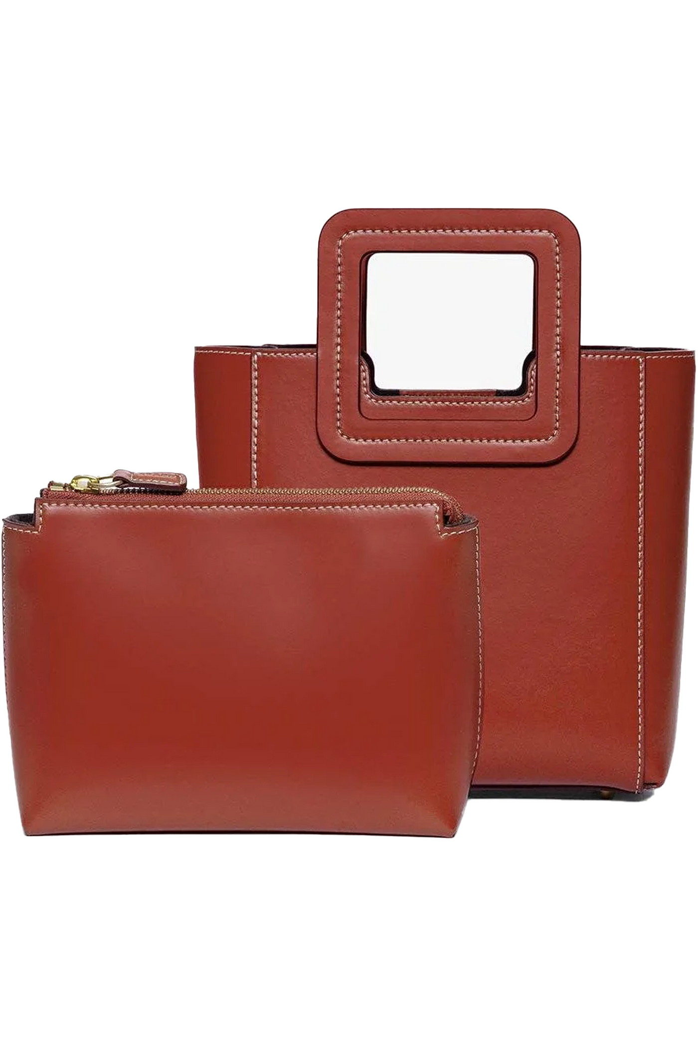 STAUD Mini Shirley Split Leather Bag in Red