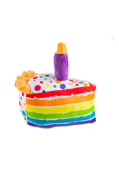 haute diggity dog: pawty all the time birthday cake slice squeaker pet toy